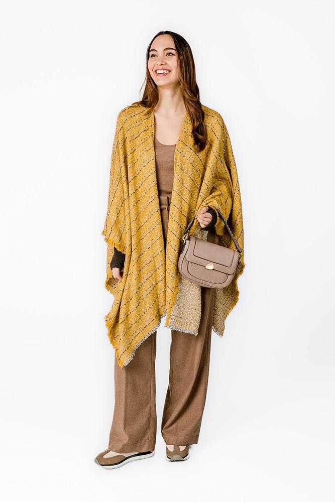 Abbacino Poncho Con Estampado A Rayas En ámbar