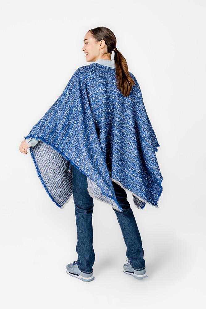 Abbacino Poncho Con Estampado A Rayas En Azul
