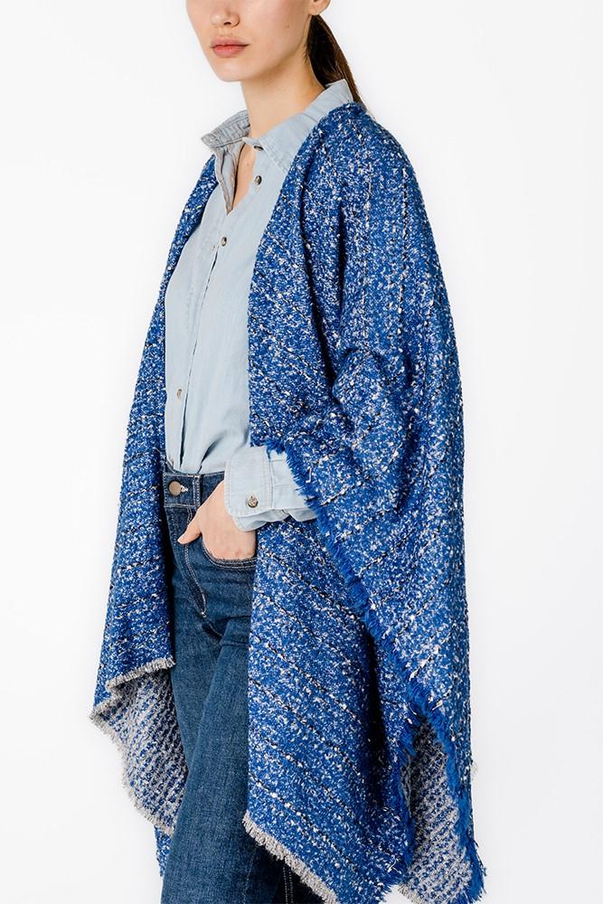 Abbacino Poncho Con Estampado A Rayas En Azul