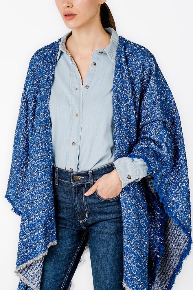 Abbacino Poncho Con Estampado A Rayas En Azul