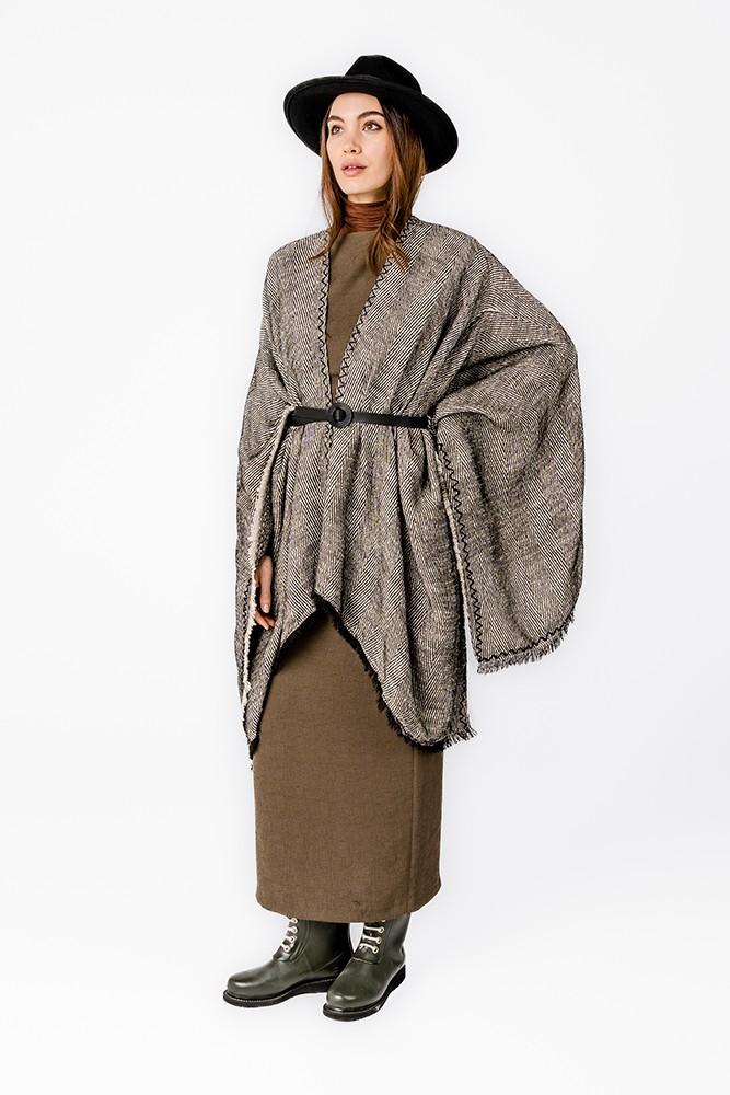 Abbacino Poncho con estampado lineal en negro