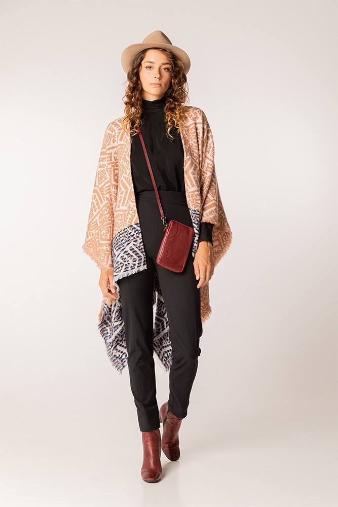Abbacino Poncho De Mujer Estampado En Camel