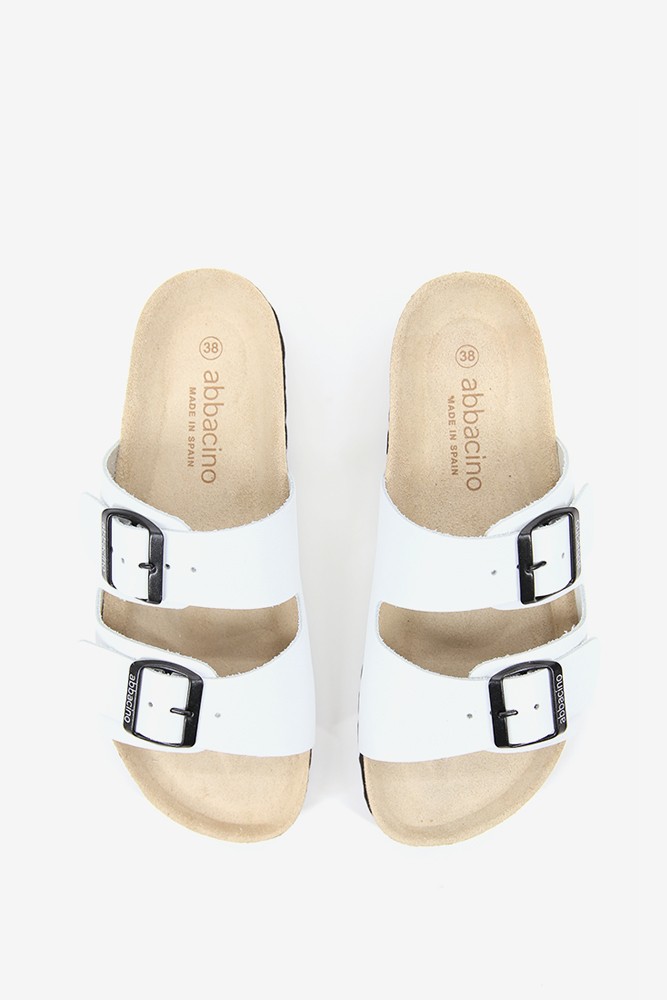 Abbacino Sandalia Plana De Mujer De Piel En Blanco
