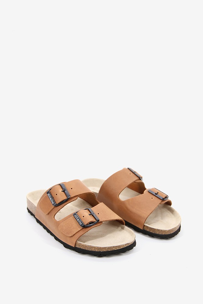 Abbacino Sandalia Plana De Mujer De Piel En Cognac