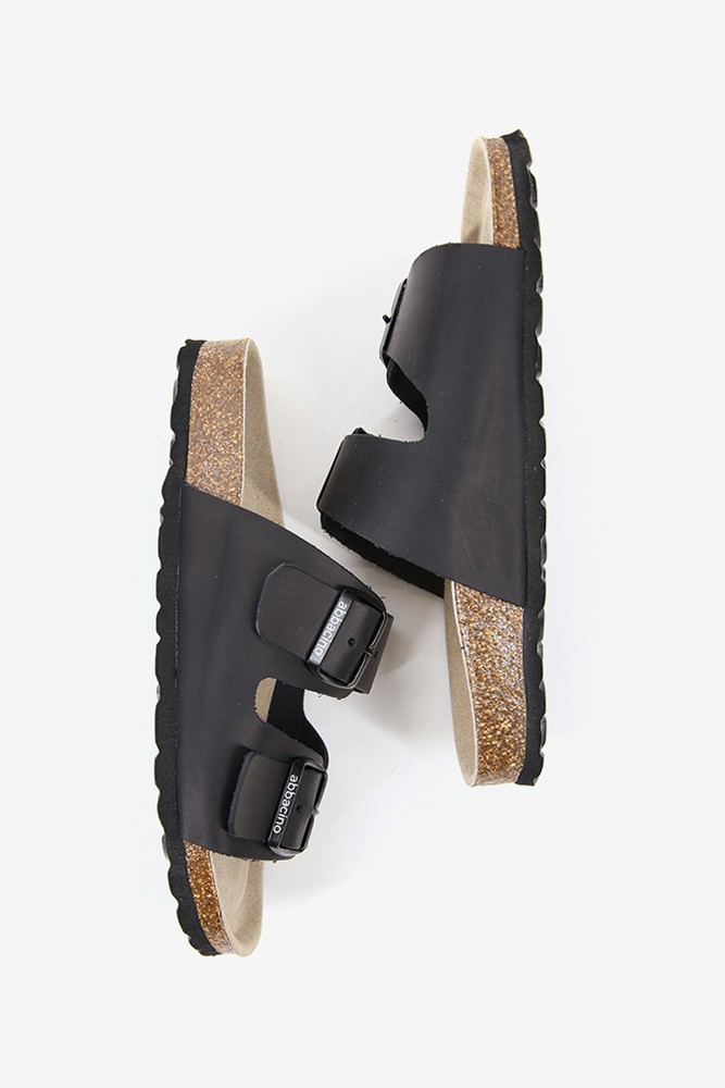 Abbacino Sandalia Plana De Mujer De Piel En Negro