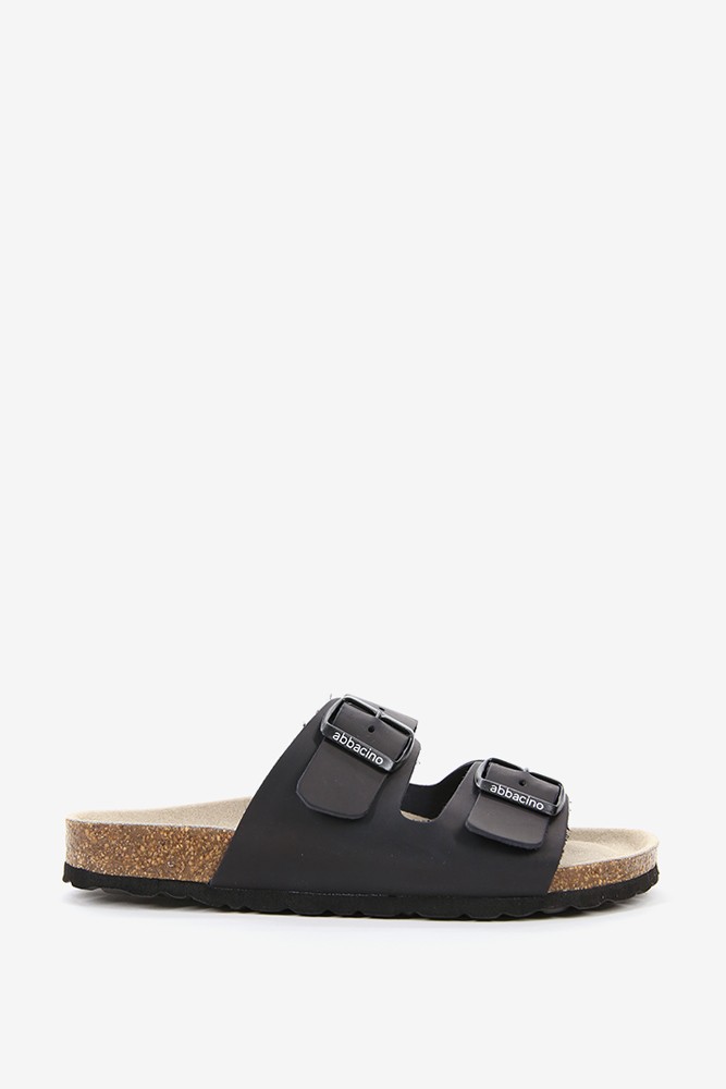 Abbacino Sandalia plana de mujer de piel en negro