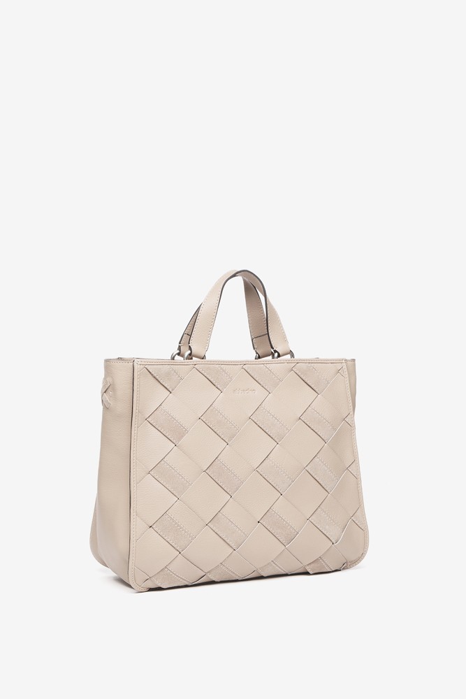 Abbacino Shopper de piel trenzada en beige