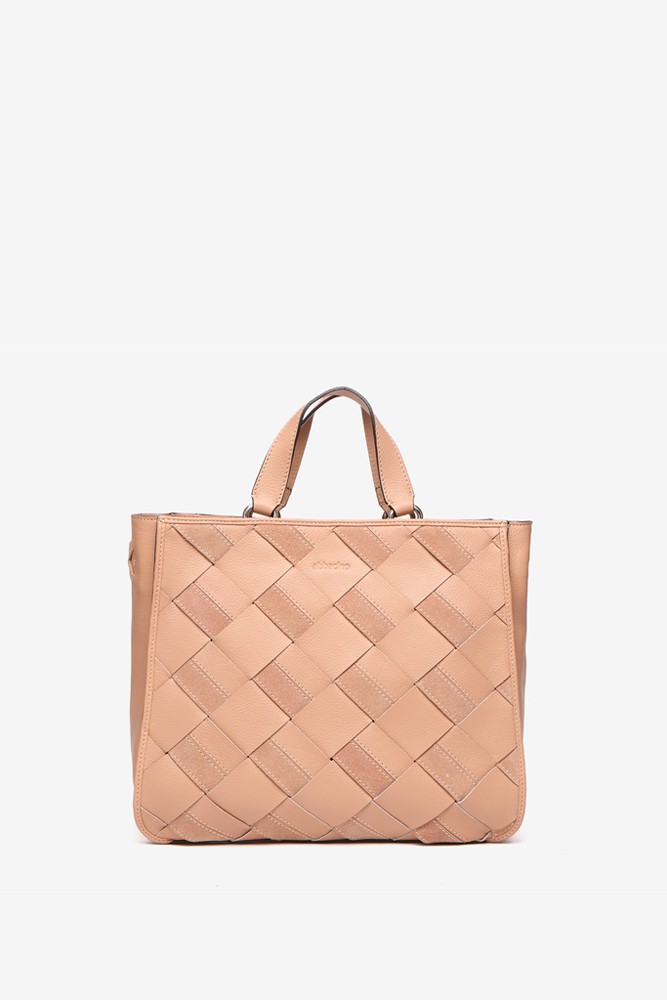 Abbacino Shopper De Piel Trenzada En Rosa