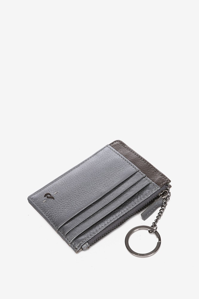 Abbacino Tarjetero En Piel Plateada