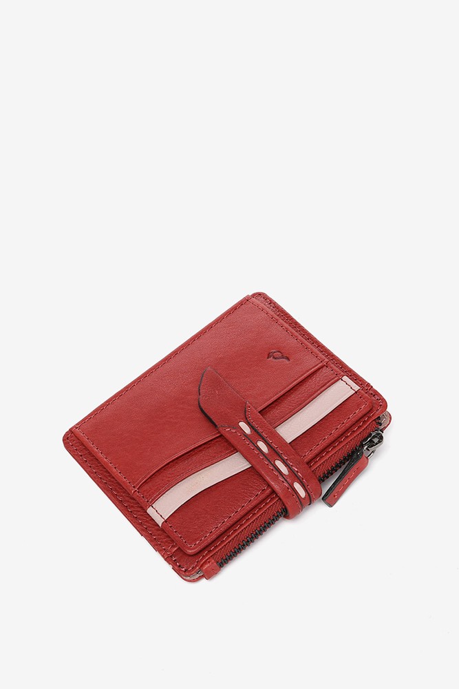 Abbacino Tarjetero En Piel Roja