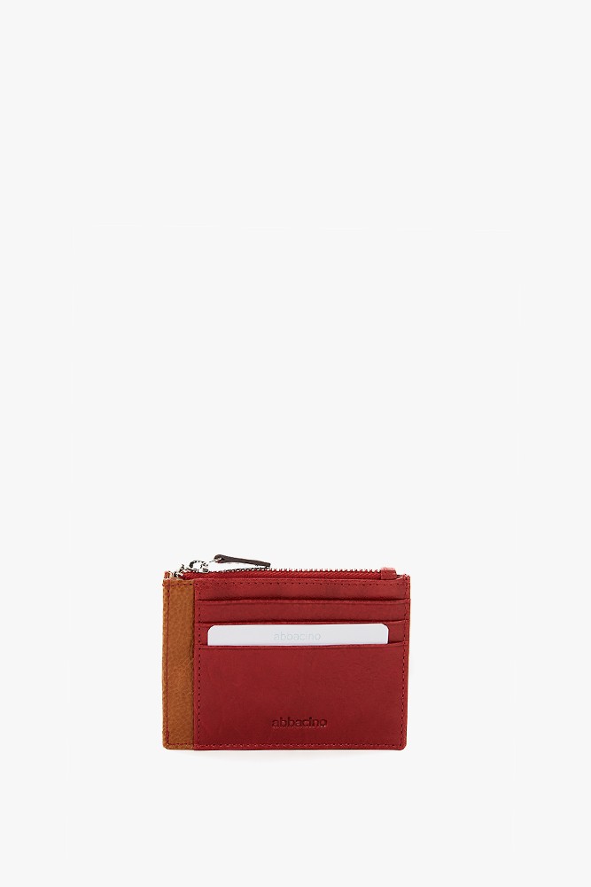 Abbacino Tarjetero-monedero de mujer en piel roja