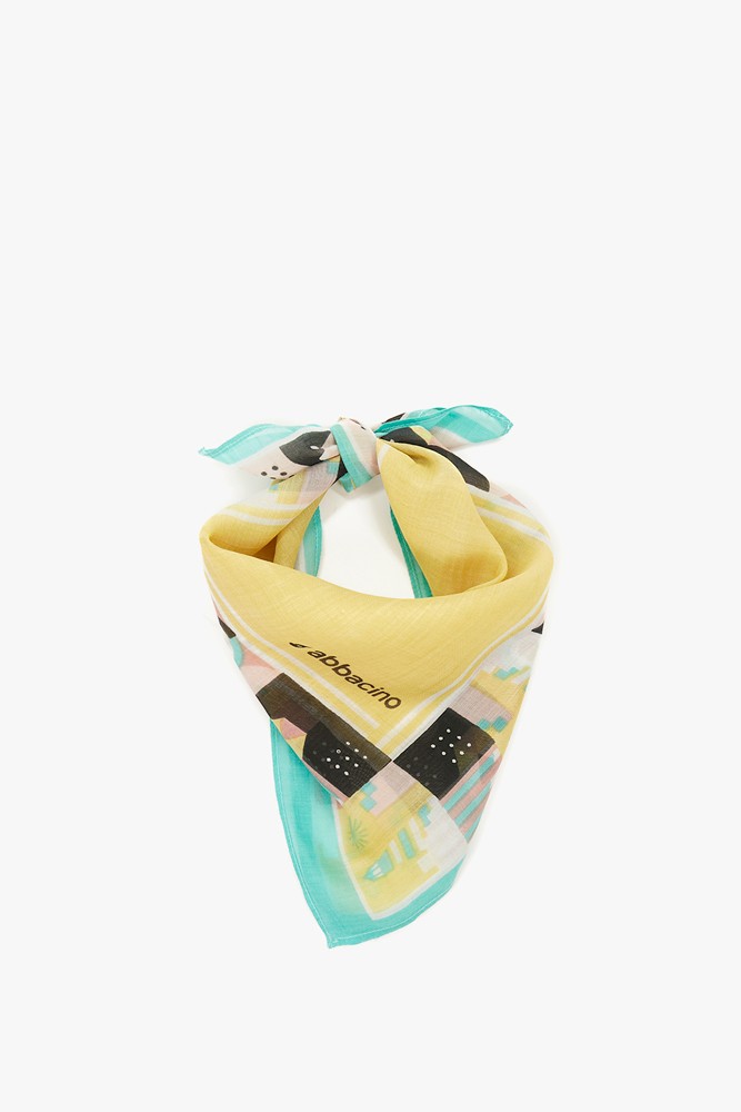 Abbacino Bandana de mujer con estampado mediterráneo en amarillo