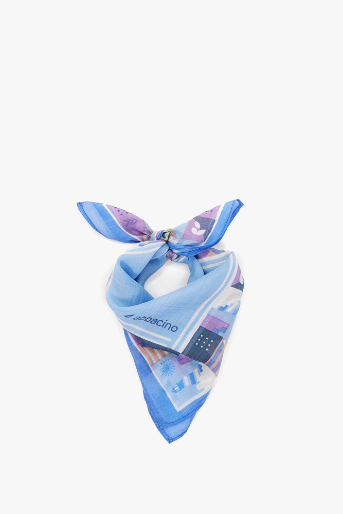 Abbacino Bandana De Mujer Con Estampado Mediterráneo En Azul