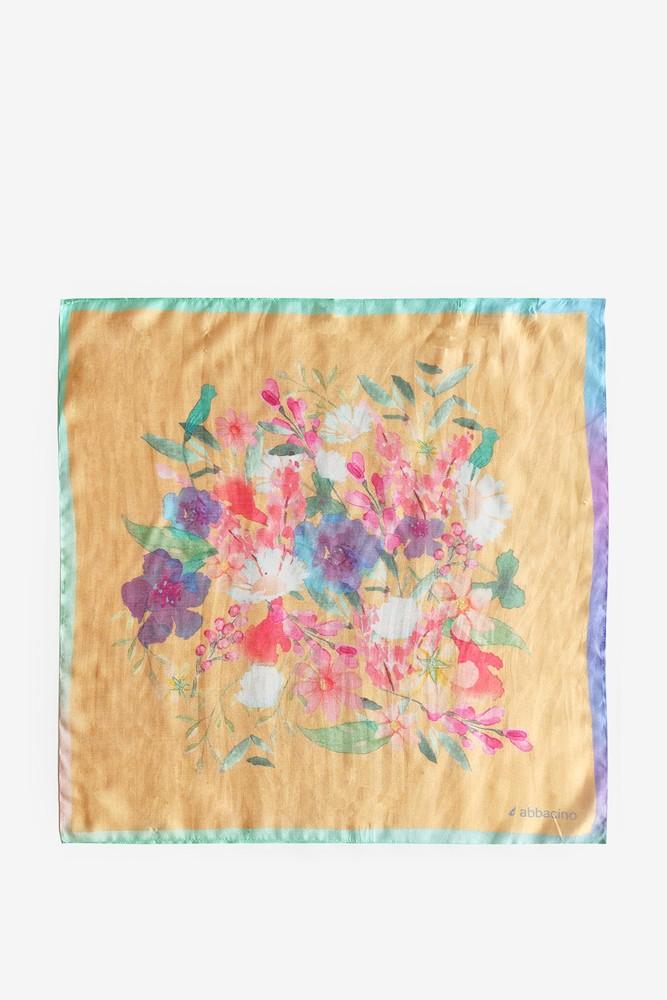 Abbacino Bandana De Mujer De Seda Con Estampado Floral En Naranja
