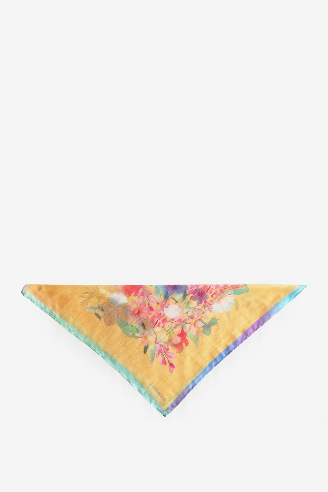 Abbacino Bandana de mujer de seda con estampado floral en naranja