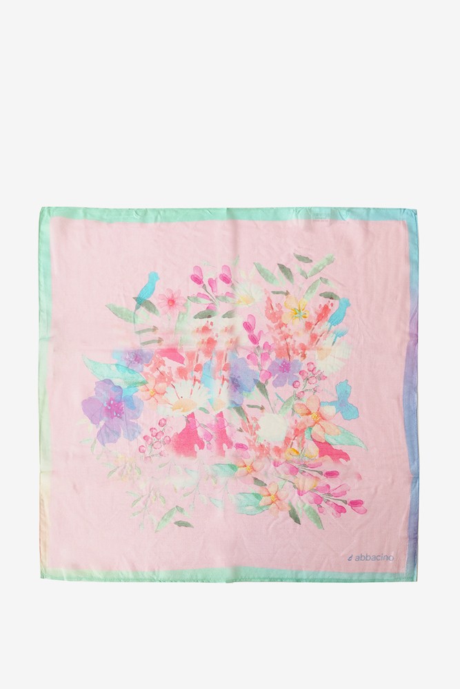 Abbacino Bandana De Mujer De Seda Con Estampado Floral En Rosa