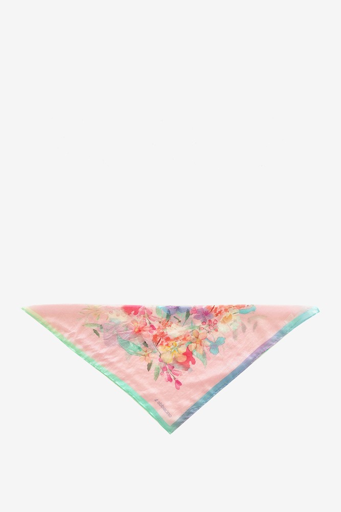 Abbacino Bandana de mujer de seda con estampado floral en rosa
