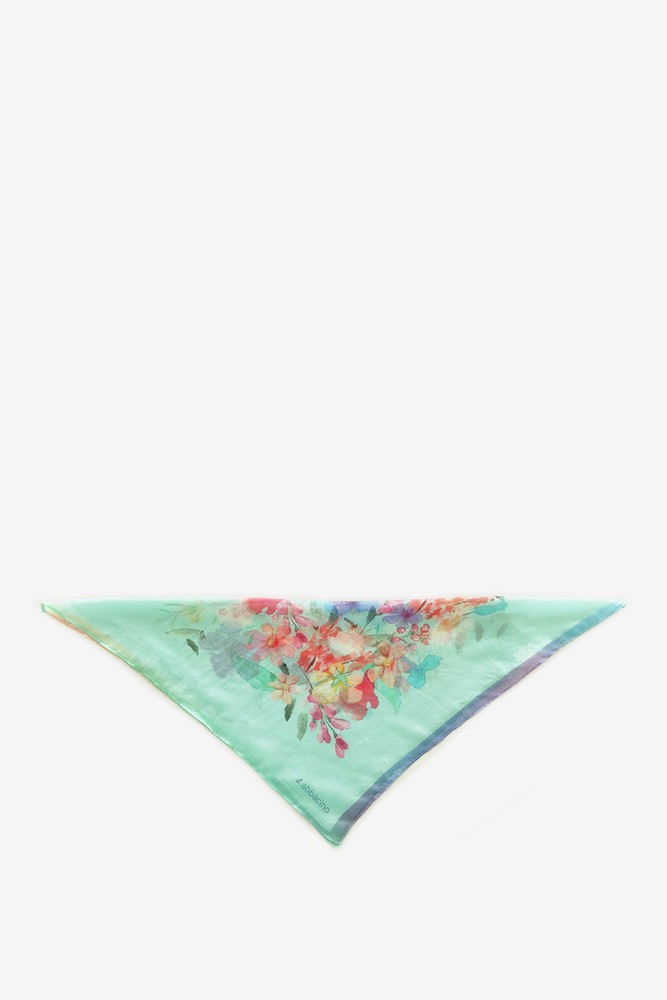 Abbacino Bandana De Mujer De Seda Con Estampado Floral En Turquesa