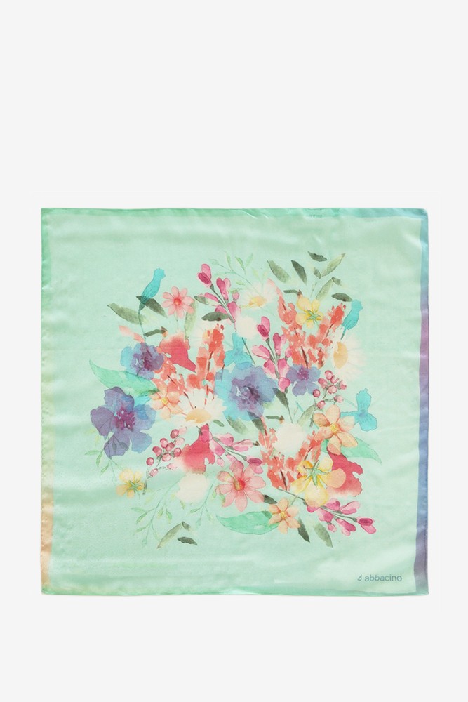 Abbacino Bandana De Mujer De Seda Con Estampado Floral En Turquesa