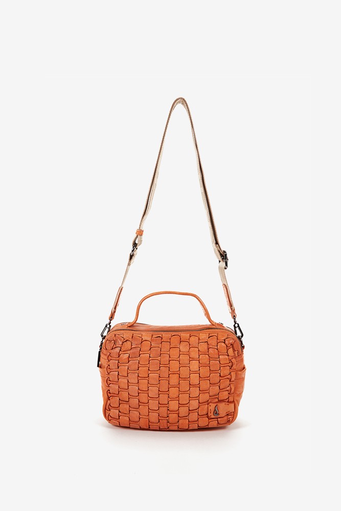 Abbacino Bandolera De Mujer En Piel Trenzada Naranja