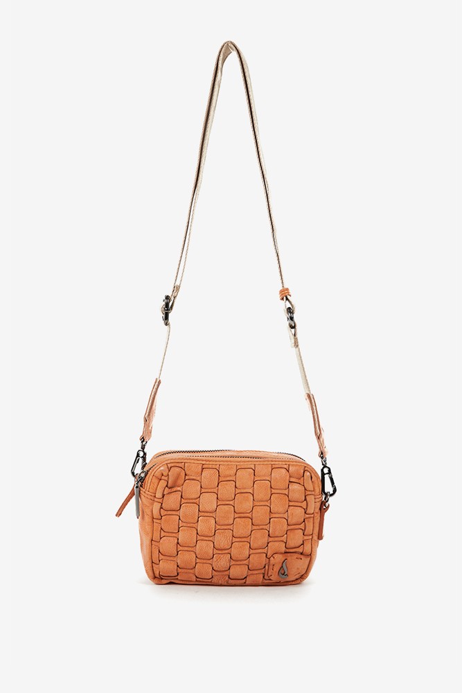 Abbacino Bandolera De Mujer En Piel Trenzada Naranja