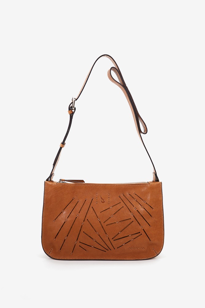 Abbacino Bandolera De Mujer En Piel Troquelada Cognac