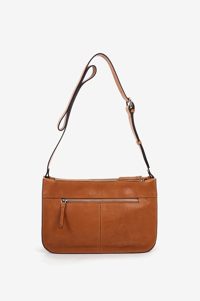 Abbacino Bandolera De Mujer En Piel Troquelada Cognac