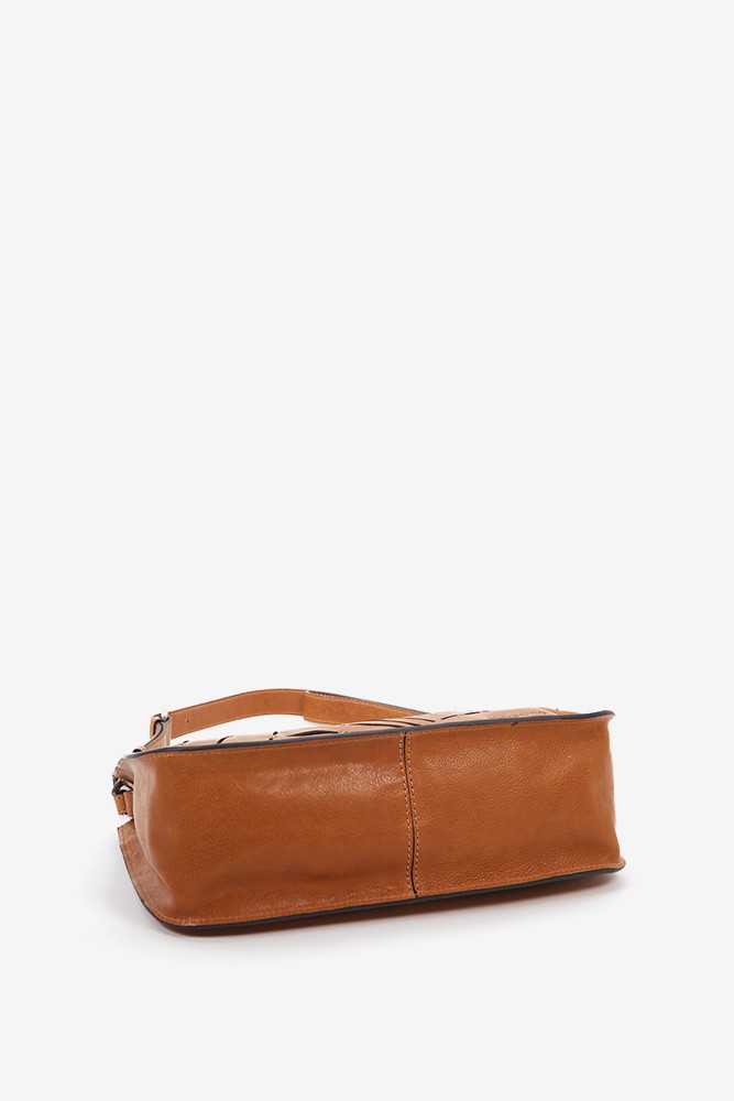 Abbacino Bandolera De Mujer En Piel Troquelada Cognac