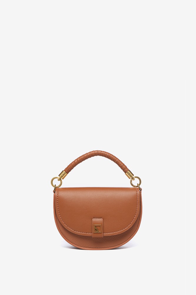 Abbacino Bandolera Media Luna En Materiales Reciclados Cognac