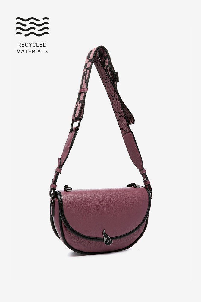 Abbacino Bandolera media luna en materiales reciclados morada
