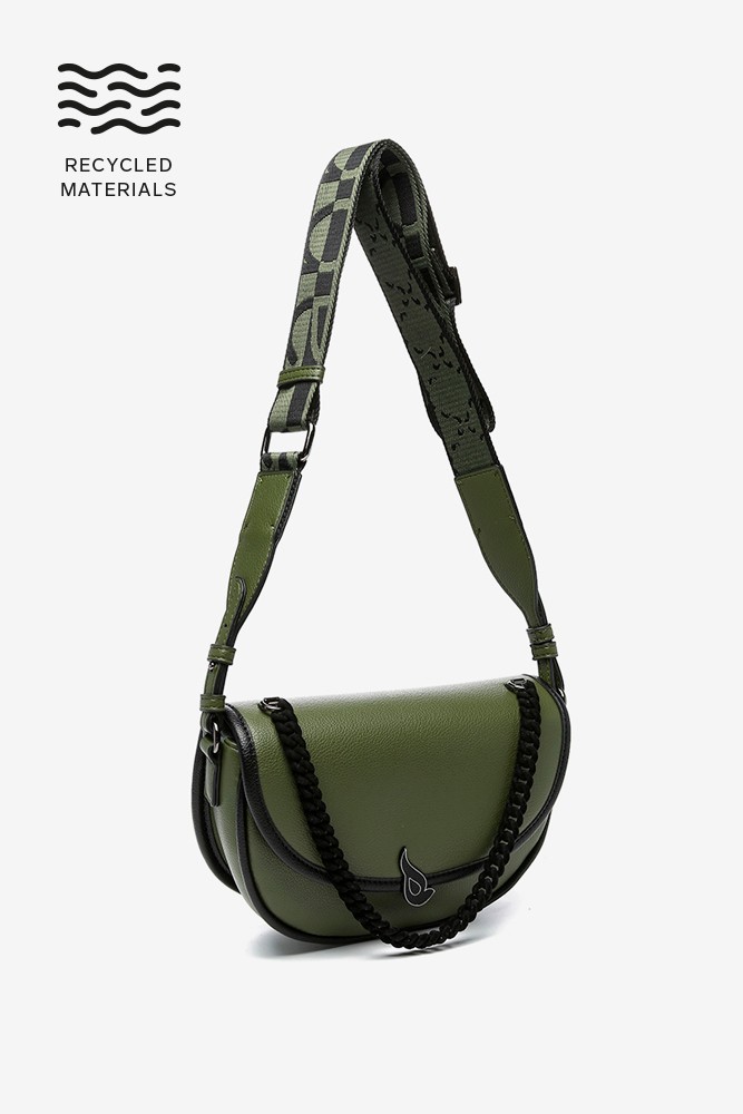 Abbacino Bandolera Media Luna En Materiales Reciclados Verde