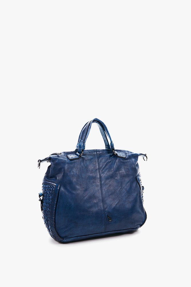 Abbacino Bolso Bowling De Mujer De Piel Con Trenzado En Azul