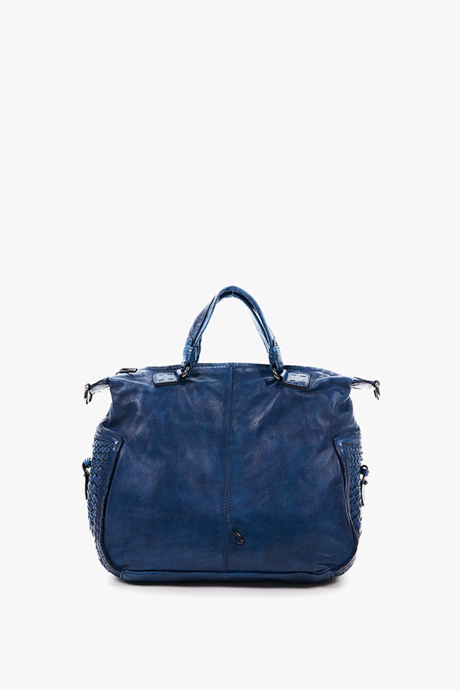 Abbacino Bolso Bowling De Mujer De Piel Con Trenzado En Azul