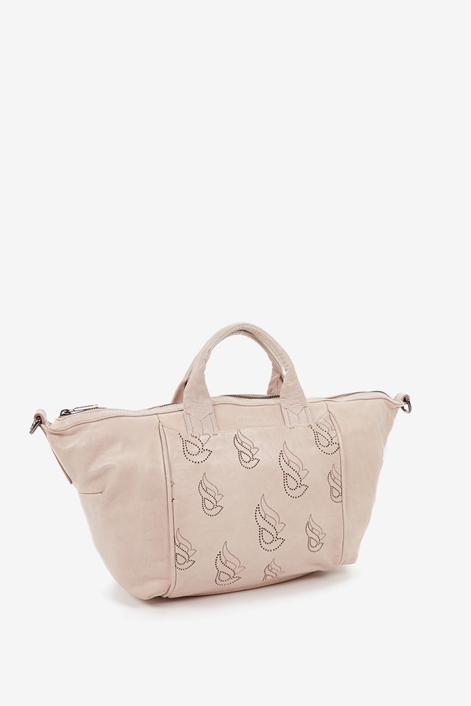 Abbacino Bolso bowling de mujer en piel troquelada beige
