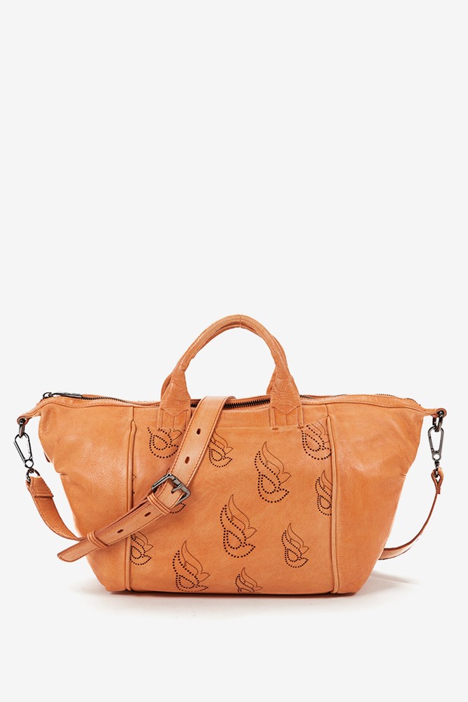 Abbacino Bolso Bowling De Mujer En Piel Troquelada Naranja