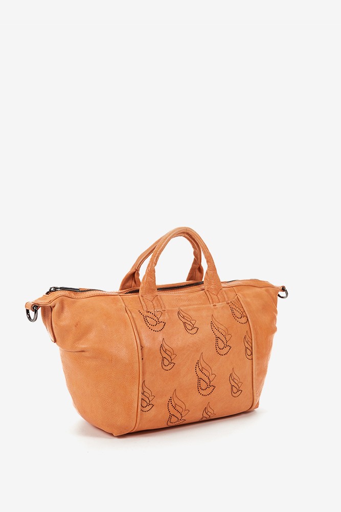 Abbacino Bolso bowling de mujer en piel troquelada naranja