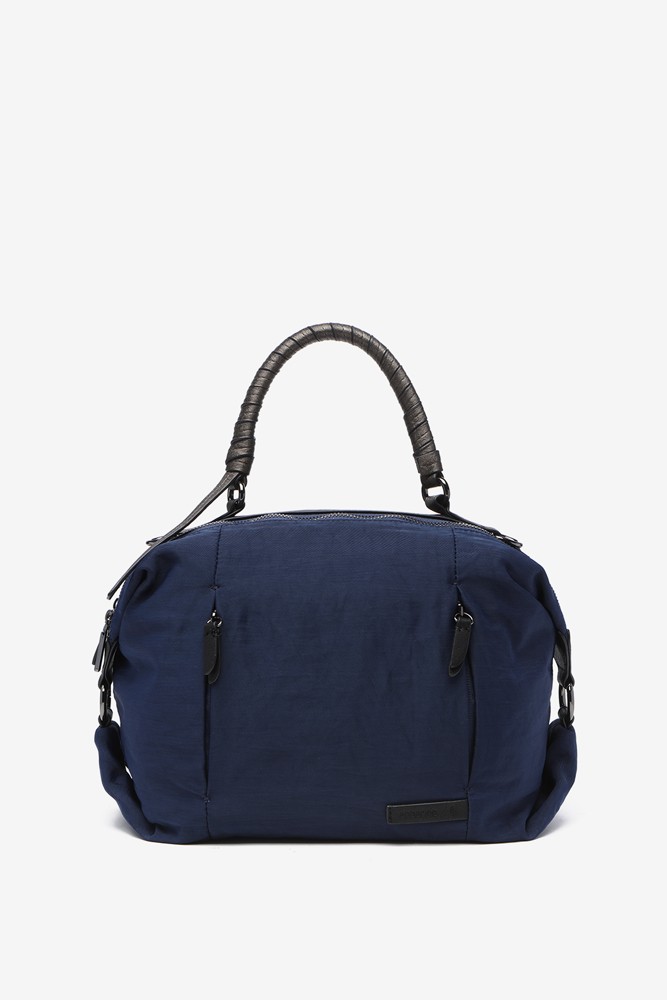 Abbacino Bolso Bowling De Mujer Para I-Pad Con Asa Trenzada En Azul