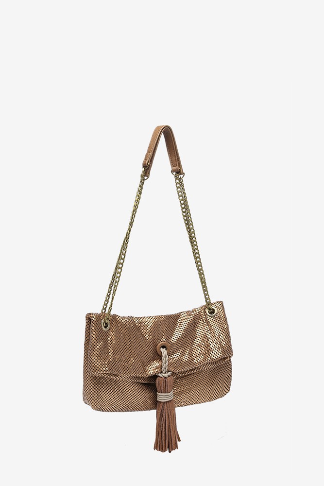 Abbacino Bolso de fiesta de malla metálica en bronce