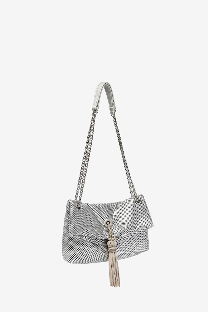 Abbacino Bolso de fiesta de malla metálica en plata