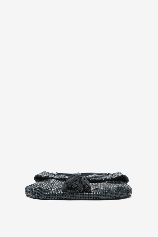 Abbacino Bolso De Fiesta Media Luna En Malla Metálica Azul