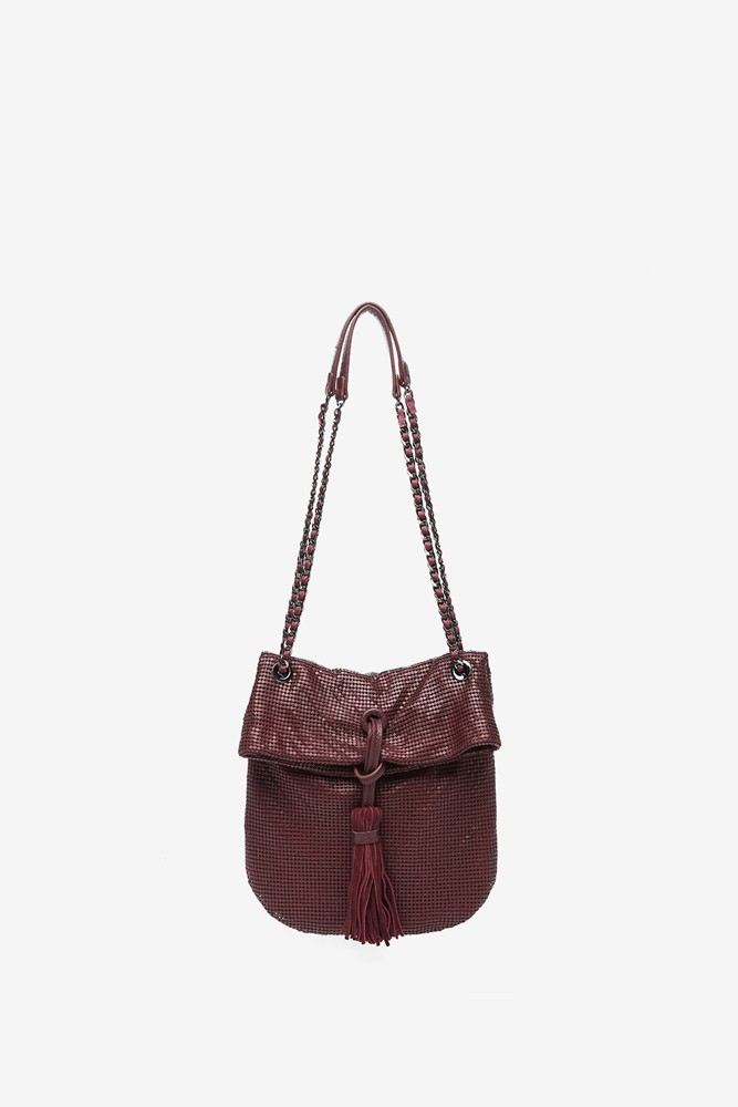 Abbacino Bolso De Fiesta Media Luna En Malla Metálica Burdeos