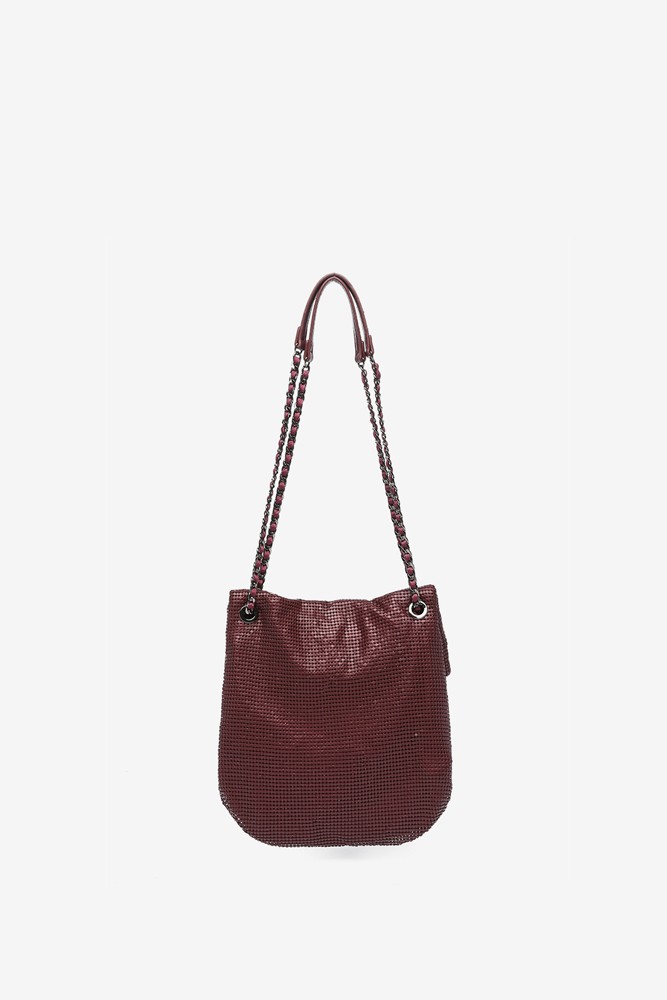 Abbacino Bolso De Fiesta Media Luna En Malla Metálica Burdeos