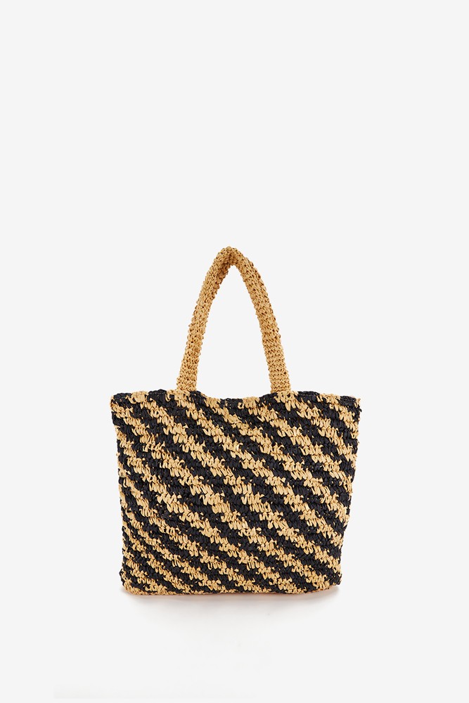 Abbacino Bolso De Hombro Trenzado A Rayas En Negro Y Beige