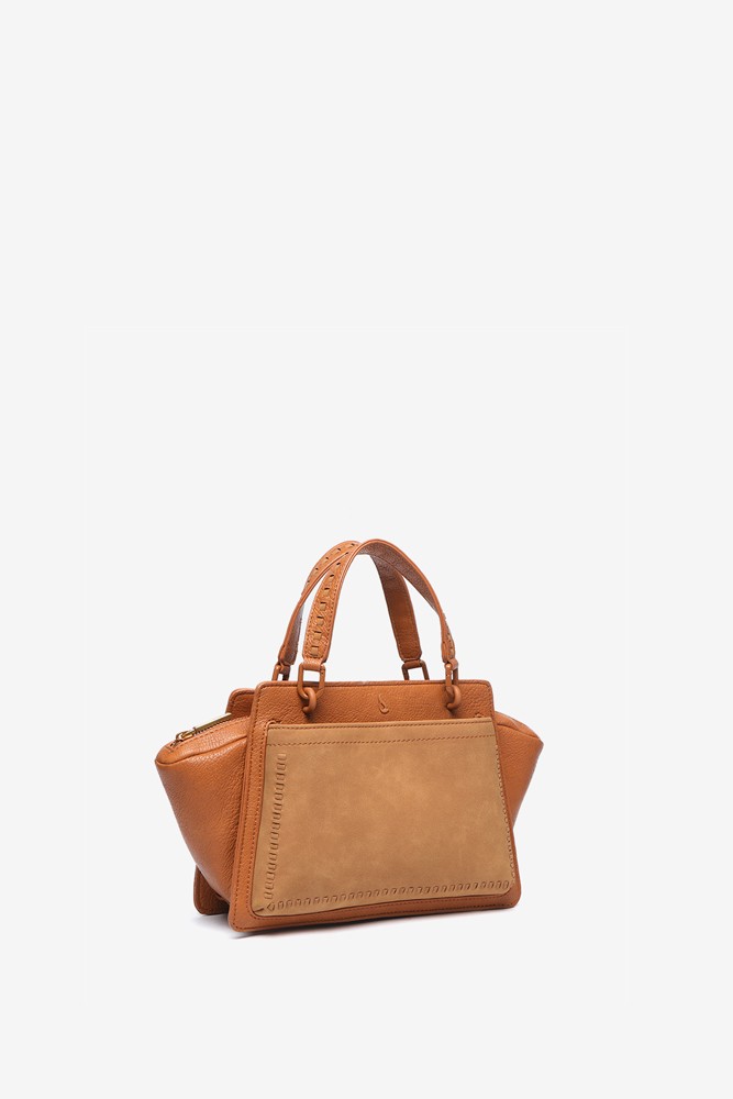 Abbacino Bolso de mano pequeño en materiales reciclados cognac