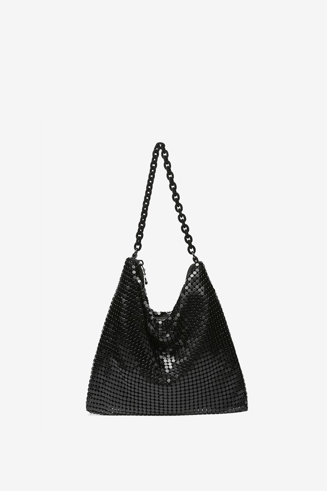 Abbacino Bolso Hobo De Fiesta En Malla Metálica Negra