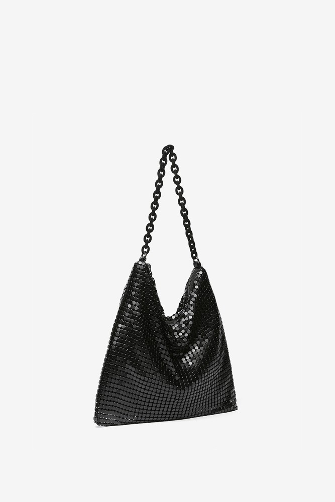 Abbacino Bolso hobo de fiesta en malla metálica negra