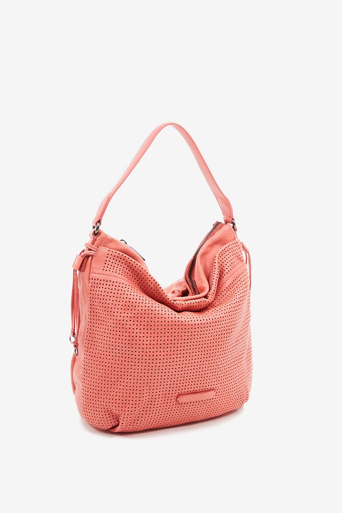 Abbacino Bolso Hobo De Mujer En Piel Troquelada Coral