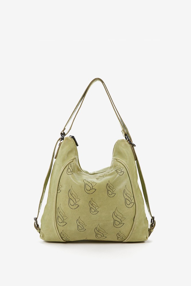 Abbacino Bolso-mochila De Mujer En Piel Troquelada Verde