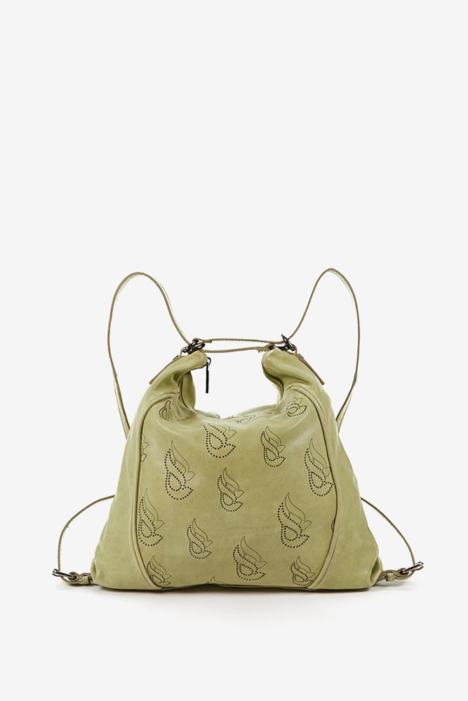 Abbacino Bolso-mochila De Mujer En Piel Troquelada Verde