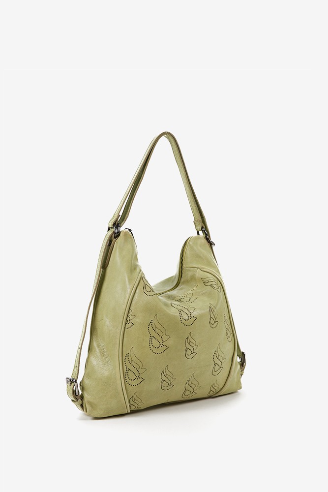 Abbacino Bolso-mochila de mujer en piel troquelada verde